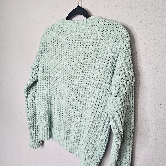 No Boundaries Light Mint Green Pullover Open Knit Sweater Size XS‎ / 1 - Picture 7 of 9